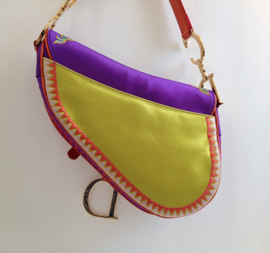 Christian Dior Multicolor Limited Edition Saddle Bag In Excellent Condition In San Francisco, CA