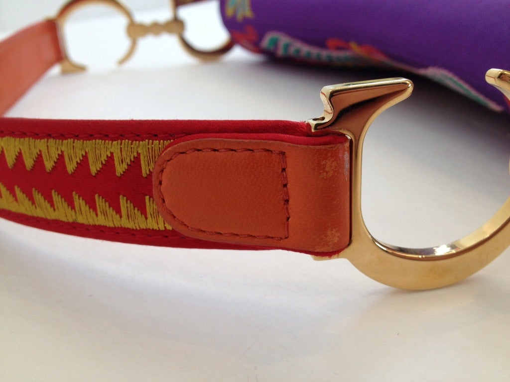 Christian Dior Limited Edition Blue, Red & Gold Embroidered Saddle, Lot  #58128