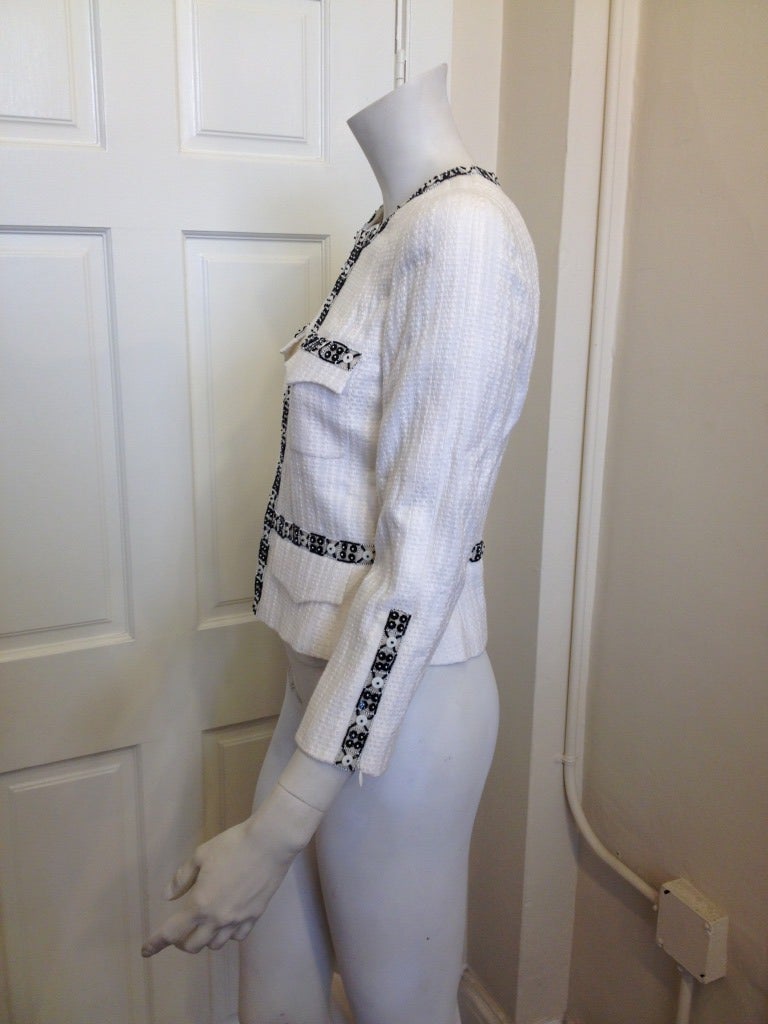 Chanel White Beaded Jacket In New Condition In San Francisco, CA