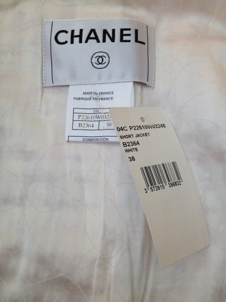 Chanel White Tweed Jacket with Pink Silk Trim 2