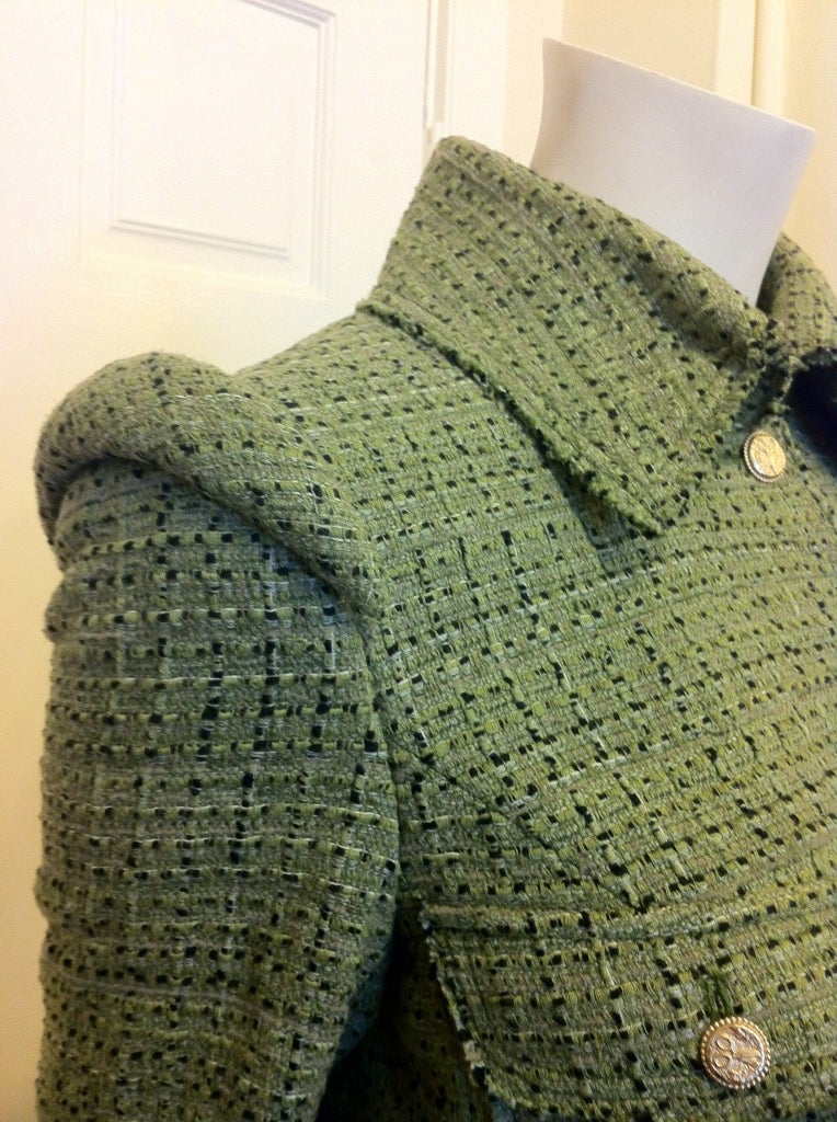 Women's Chanel Green Tweed Jacket