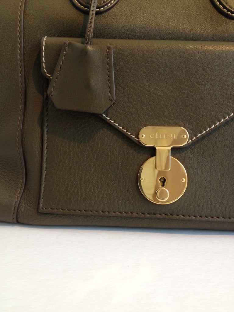 Celine Olive Mini Luggage Envelope Tote In Excellent Condition In San Francisco, CA