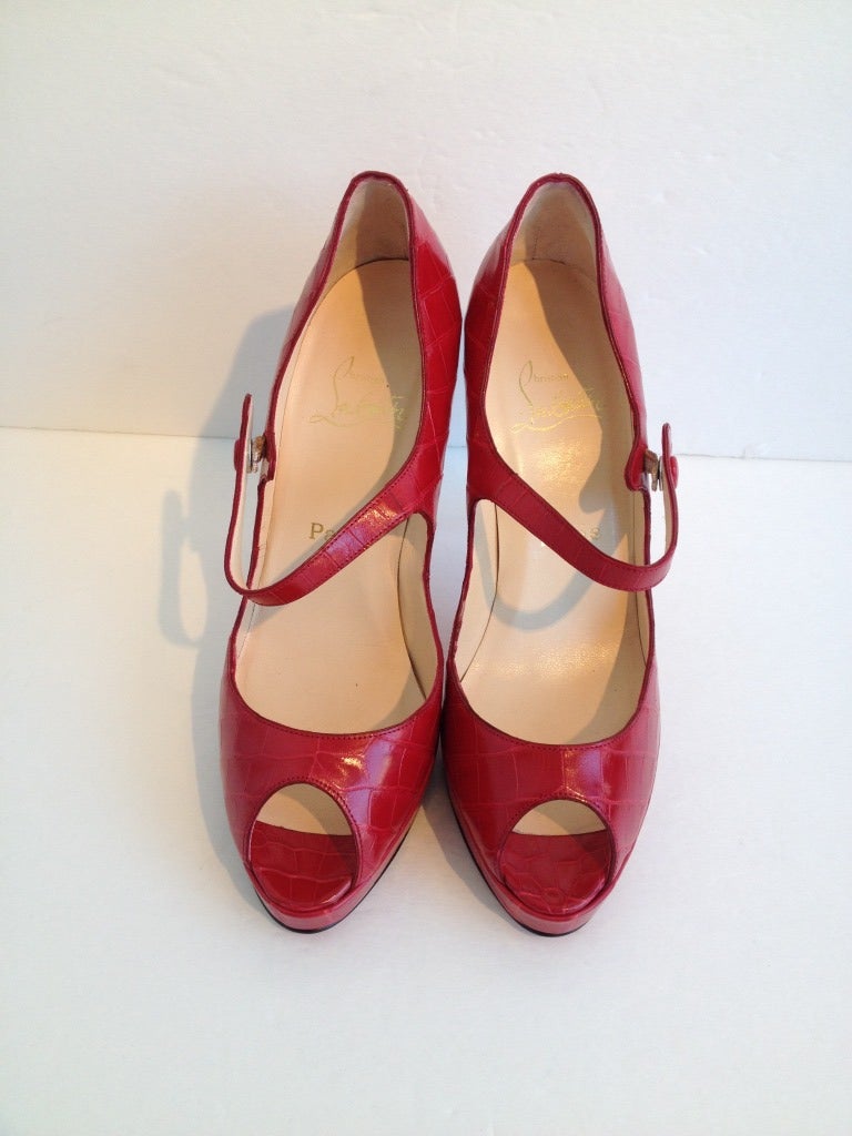 Christian Louboutin Red Crocodile Heels at 1stdibs  