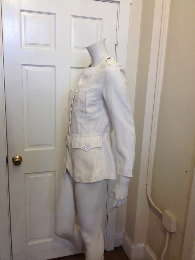 Gray Hermes White Linen Jacket