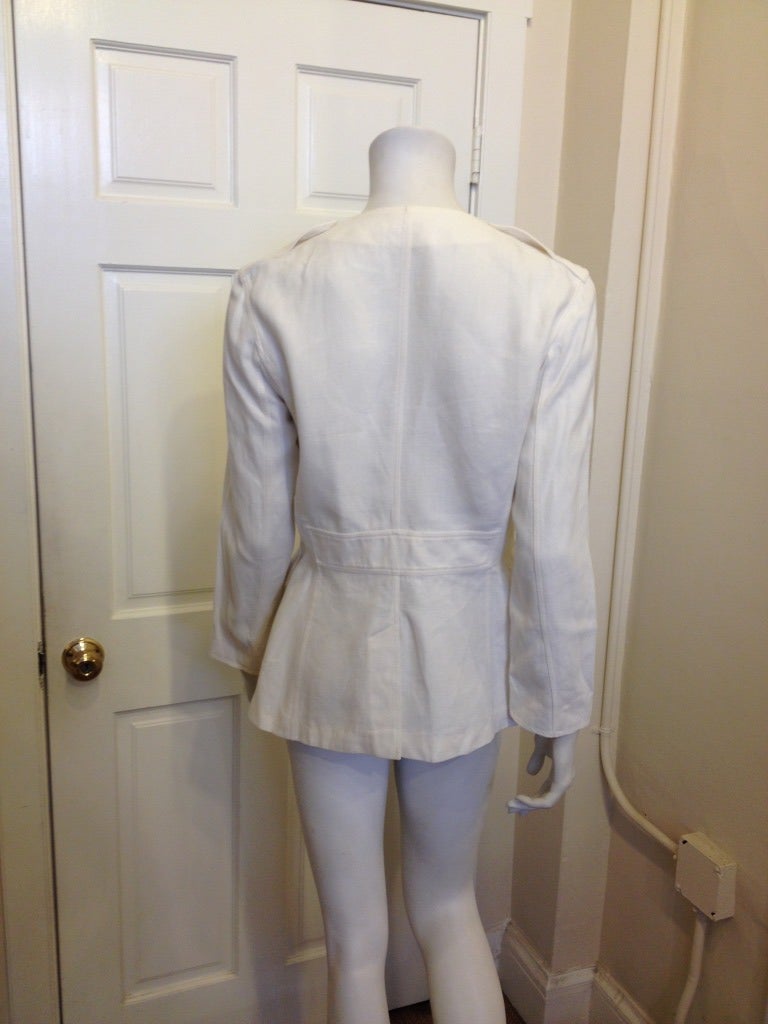 Hermes White Linen Jacket In Excellent Condition In San Francisco, CA