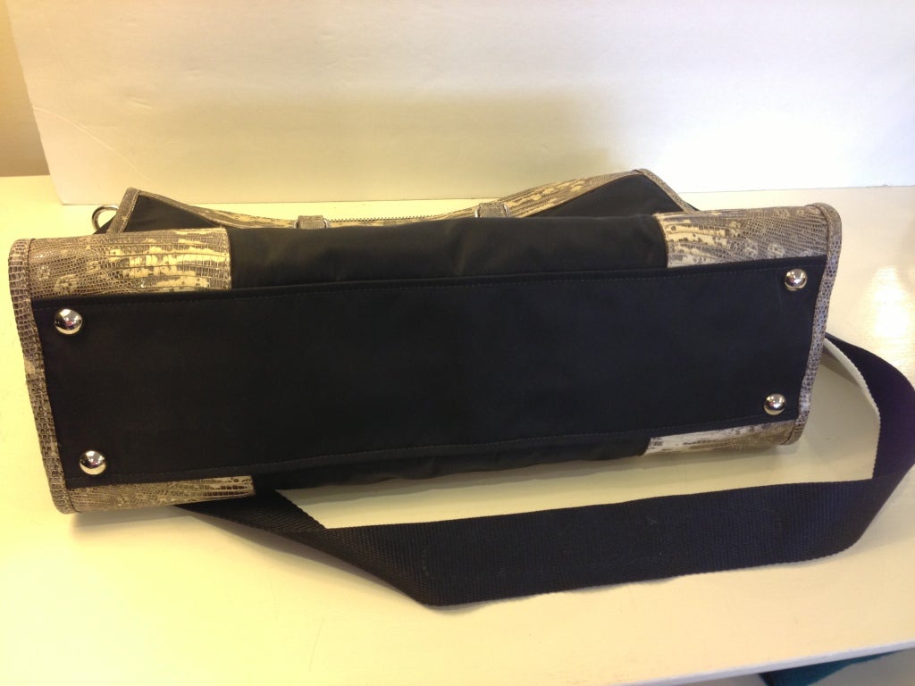 Prada lizard and nylon messenger bag 1