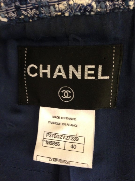Chanel blue and white tweed jacket 1