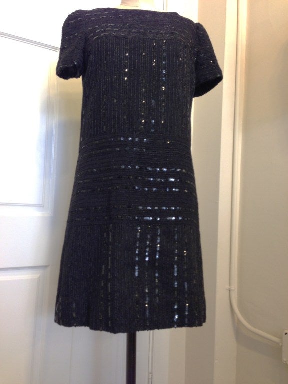 Chanel black sequin and trim dress at 1stDibs