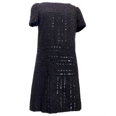 Chanel black sequin and trim dress