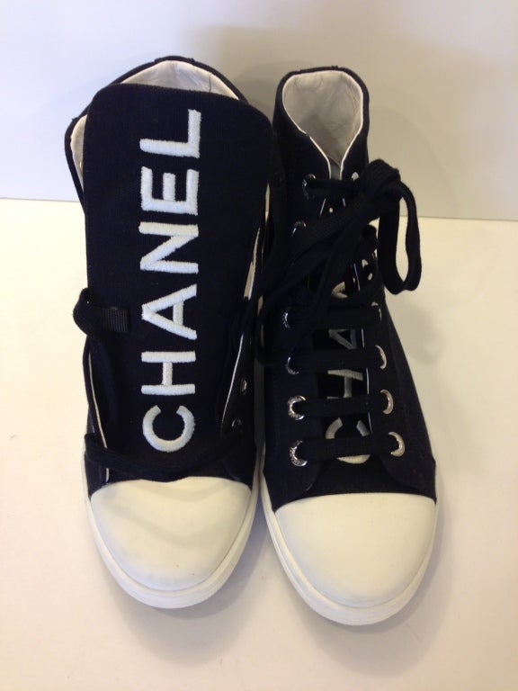 Chanel Black And White Sneakers 1