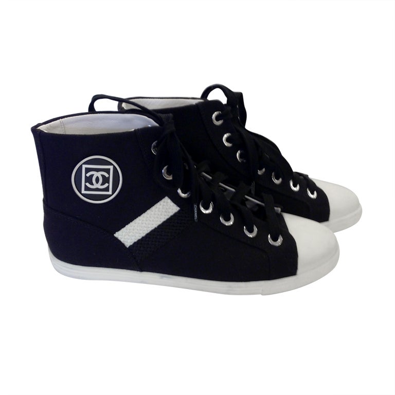 Chanel Black And White Sneakers at 1stdibs