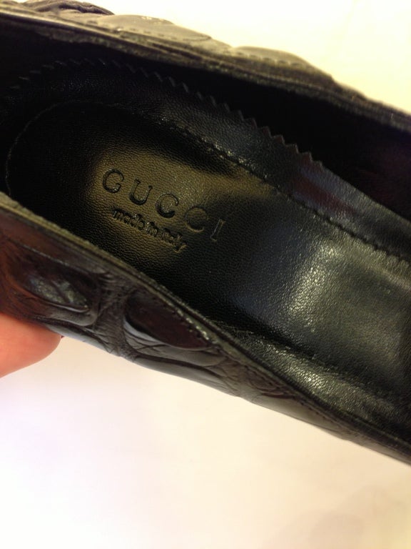 Gucci Black Crocodile Heel 2