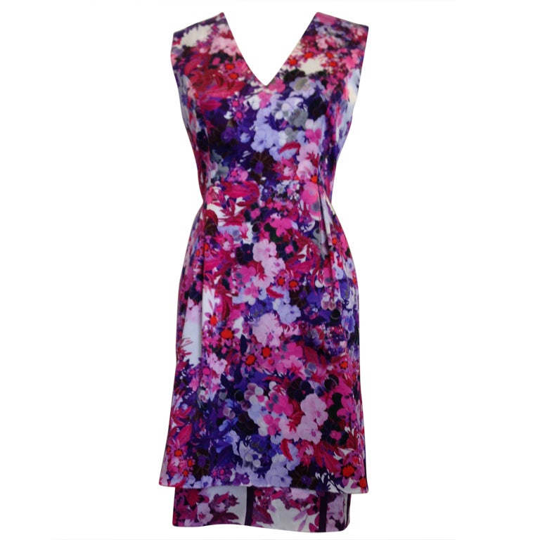 Erdem Pink and Purple Flower Dress For Sale