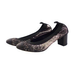 Chanel Leather Crackle Finish Low Heel Pump
