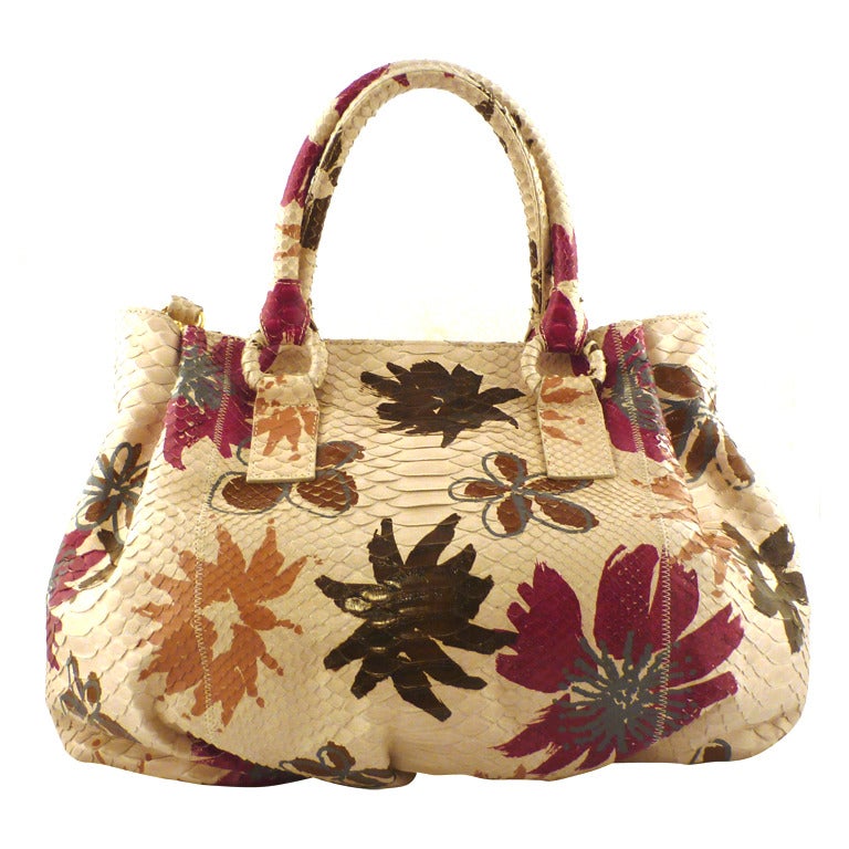 Sac Bandoulière Carlos Falchi En Peau De Python - Pochette Cross Body Fait Main - Occasion