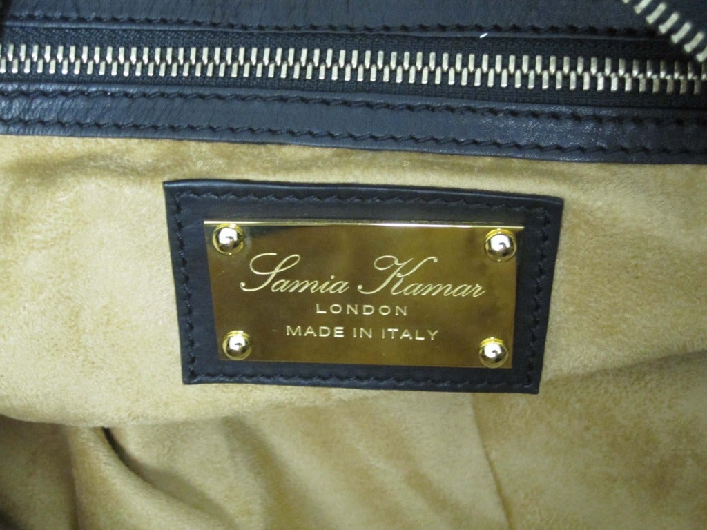 Samia Kamar Leather Gold Studded Peonia Hobo For Sale 3