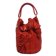 Valentino Leather Floret Bucket Bag
