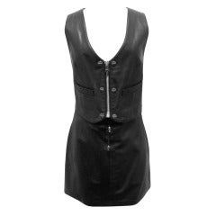 Chrome Hearts Leather Vest & Mini Skirt