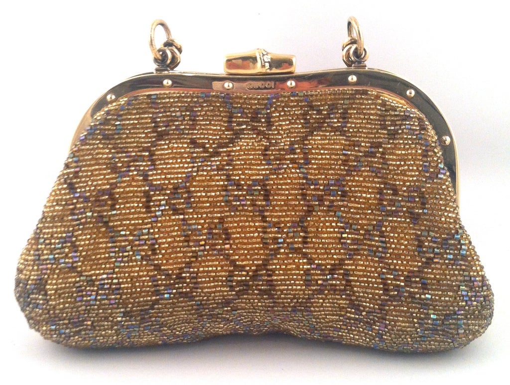 STUNNING beaded GG logo evening bag.  Perfect for any dress up occasion!

-Retails @ $4000
-Top handles with 3