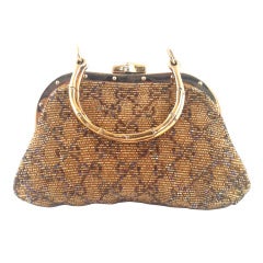 Gucci Beaded Evening Bag w/Bamboo Handle
