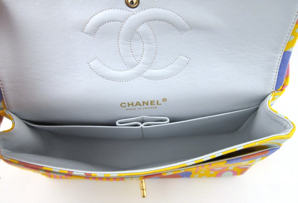 Chanel 2003 Floral Print Canvas Bag w/Chain Strap & Gold Hardward 3