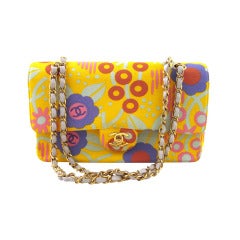 Chanel 2003 Floral Print Canvas Bag w/Chain Strap & Gold Hardward