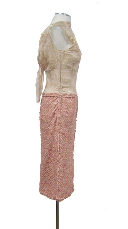 Louis Vuitton Lace and Tweed Dress