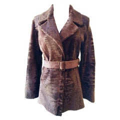 Used Prada Belted Perisan Lamb/Broadtail Coat