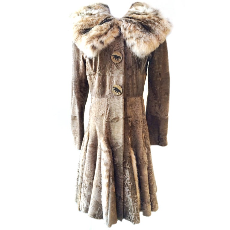 Dennis Basso Limited Edition Persian Lamb and Linx Swing Coat For Sale at  1stDibs | persian päls