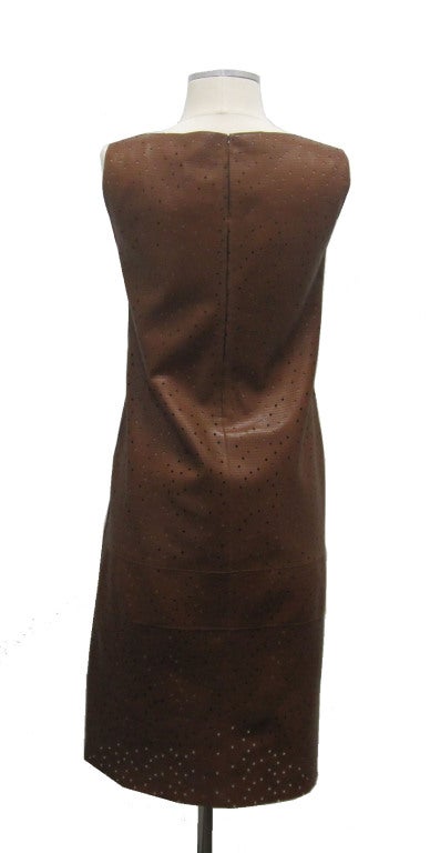 Fendi Perforated Leather Dress with Ribbon Neckline 3
