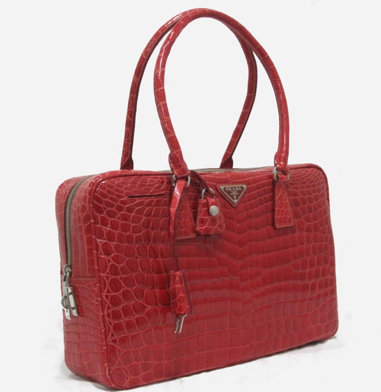 2011 Prada Red Alligator Handbag at 1stDibs