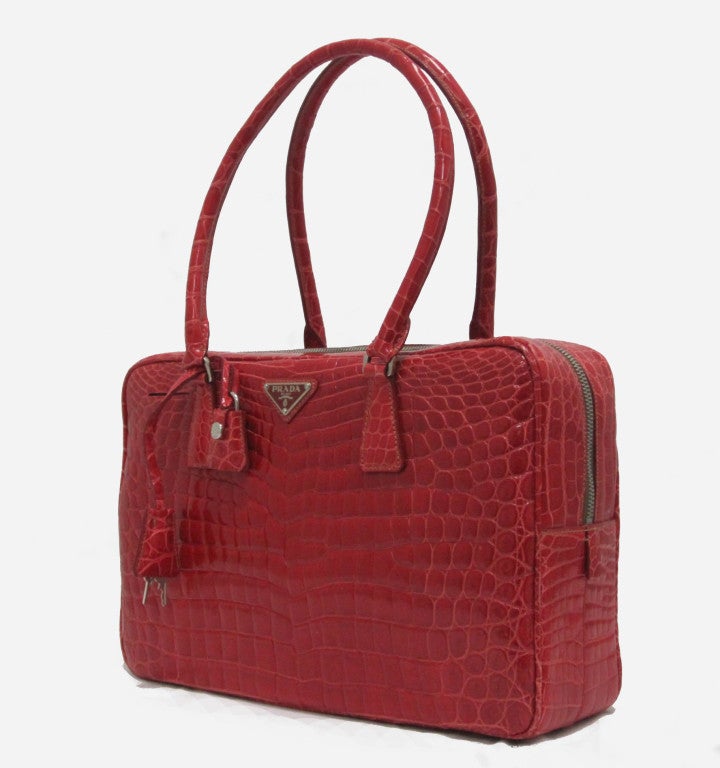 2011 Prada Red Alligator Handbag 1