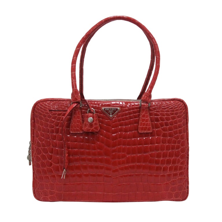 2011 Prada Red Alligator Handbag at 1stDibs