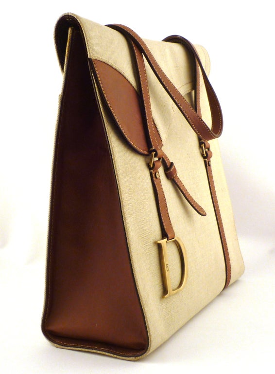 Christian Dior Canvas Saddle Tote Bag 2