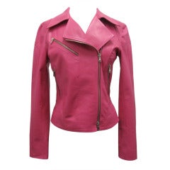 Hot Pink Leather Motorcycle Jacket