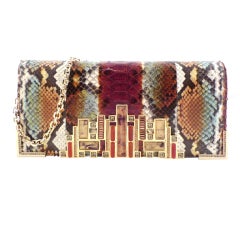 Judith Leiber Art Deco Jeweled Python Clutch / Shoulder Bag