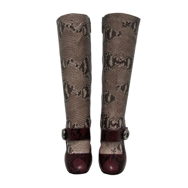 Prada Mary Jane Python Boots