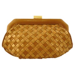 Bottega Veneta Woven Gold Leather Clutch