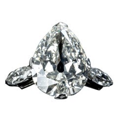 4.86 carat Old European Cut Pear Diamond Ring