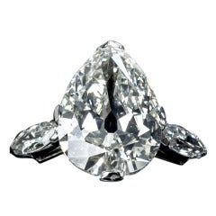 Antique 4.86 carat Old European Cut Pear Diamond Ring