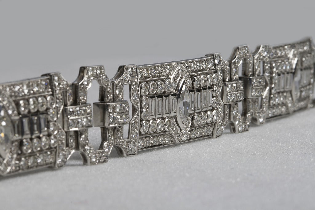 Art Deco Marquise Diamond  Bracelet