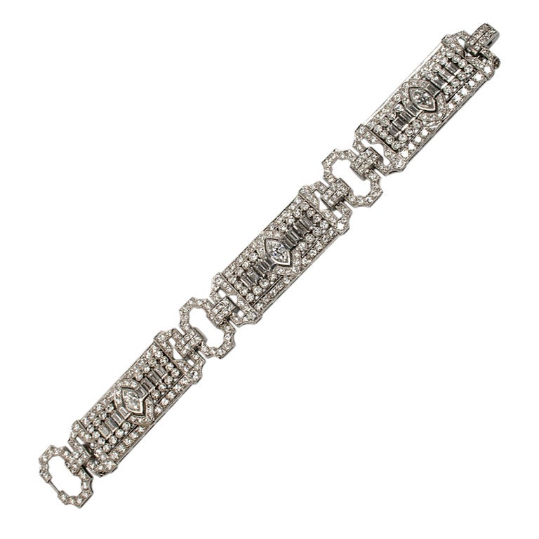 Art Deco Marquise Diamond  Bracelet For Sale