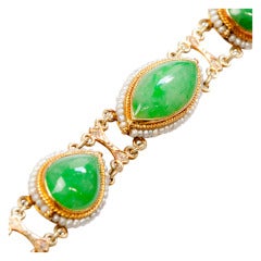 Art Deco Jade and Seed Pearl Bracelet