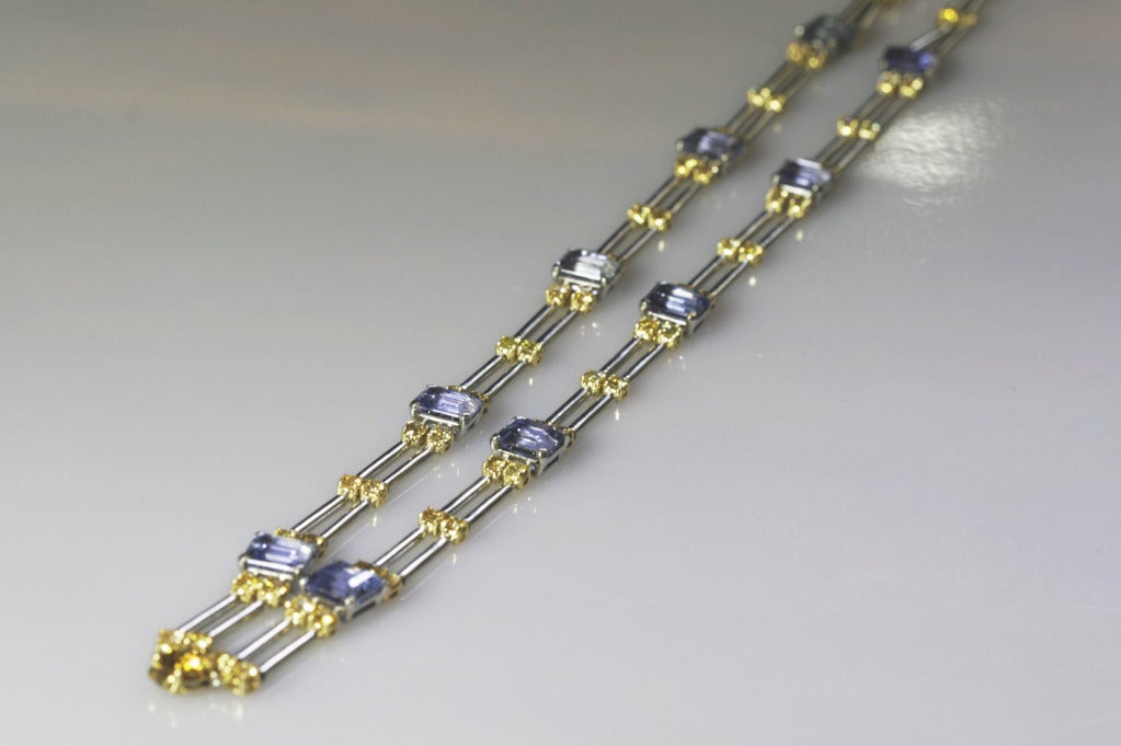 Oscar Heyman Purple and Yellow Sapphire Necklace