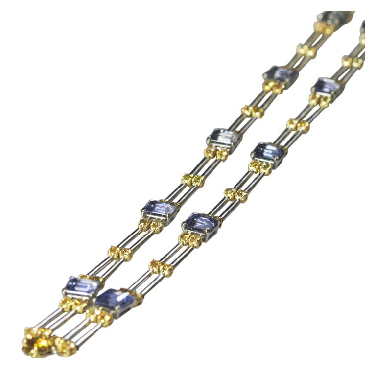 Oscar Heyman Purple and Yellow Sapphire Necklace For Sale