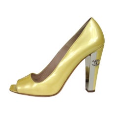 Chanel Patent Leather Open Toe Shoe with CC logo 10