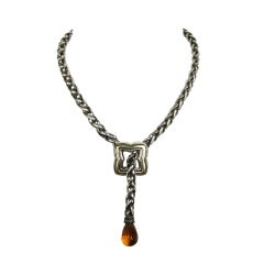 DAVID YURMAN Sterling and GOLD Quatrefoil LARIAT Adjustable Wheat Necklace 4