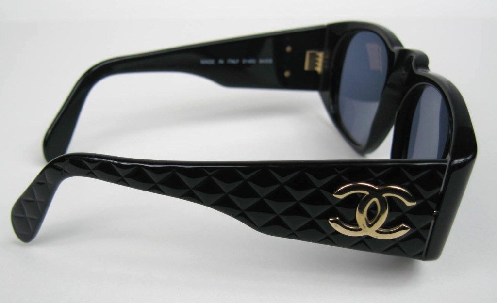 Women's Chanel Black quilted Logo  Sunglasses