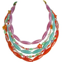 1990s Philippe Ferrandis Glass Layered Bib Necklace New Never worn 12