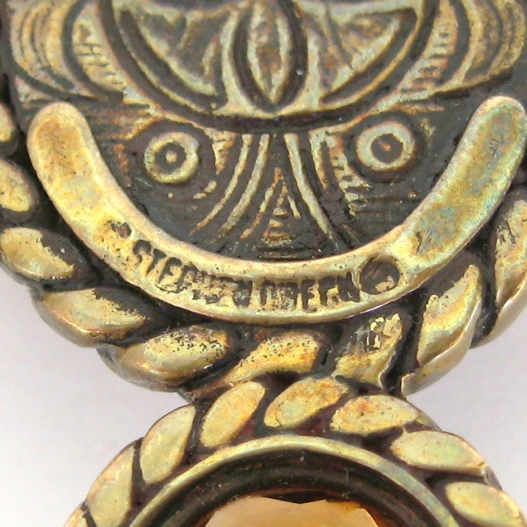 Stephen Dweck AMBER & Topaz Sterling Silver Bronze  Brooch 1